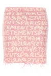 Vetements 'printed Monogram' Elastic Waistband Skirt With Frayed Hem In Pink