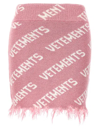 Vetements Women's Iconic Lurex Monogram Skirt In Pink