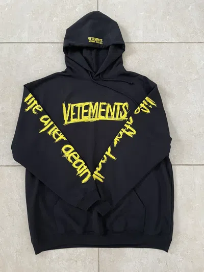Pre-owned Vetements World Tour Logo Hoodie Oversized In Black