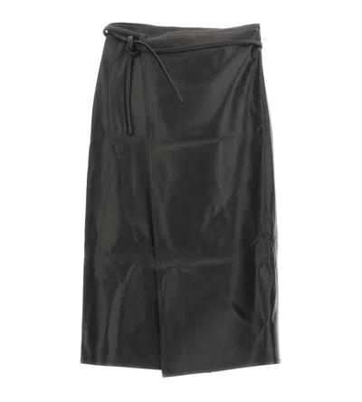 Vetements Wrap Leather Midi Skirt In Black