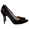 Vetements X Manolo Blahnik Signed Pointed Pumps In Black Satin In Black