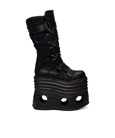 Vetements X New Rock Collaboration Platform Tower Mid-calf Boots In Black
