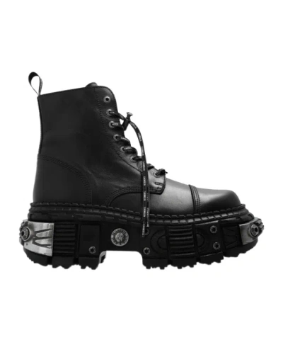 Vetements X New Rock Destroyer Leather Boots In Black