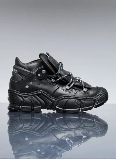 Vetements X New Rock Leather Sneakers In Black