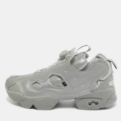 Pre-owned Vetements X Reebok Grey Reflective Fabric Instapump Fury Sneakers Size 38.5