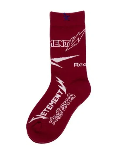 Pre-owned Vetements X Reebok Knit Printed Socks In Red