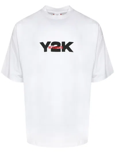 Vetements Y2k-print Cotton T-shirt In White