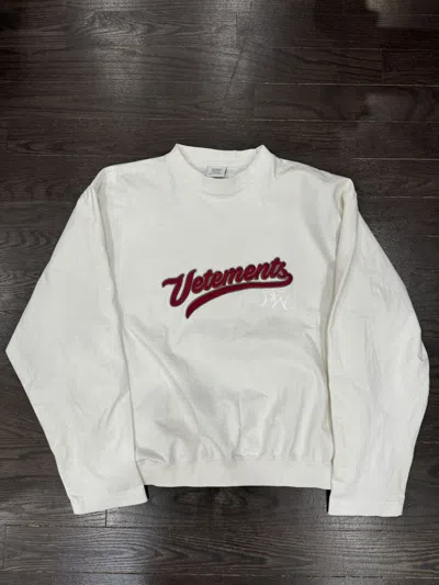 Pre-owned Vetements Yankees Logo Bro Sweater In White