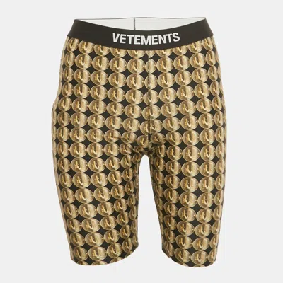 Vetements Yellow/black Coin Print Jersey Biker Shorts In Gold
