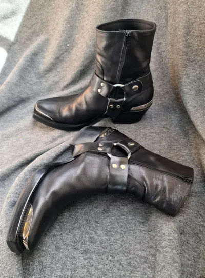 Pre-owned Vetements Zip Texas Boots With Harness In Black