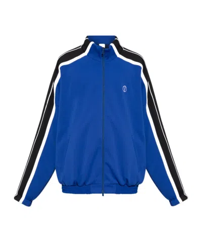 Vetements Logo-print Zipped Sweatshirt In Blue