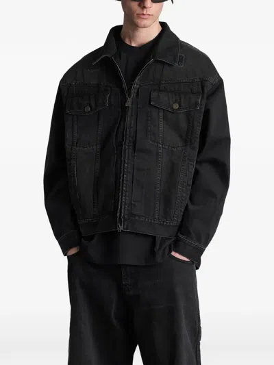 Vetements Zip-up Denim Jacket In Black