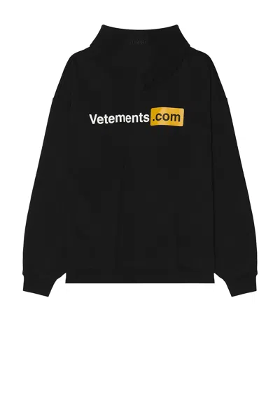 Vetements Com Oversized Hoodie In Black