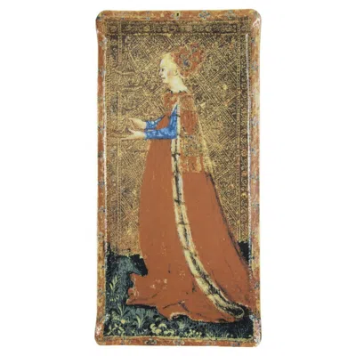 Pre-owned Vetrofuso Tarot Card The Queen Of Cups Set Of 2 In Brown