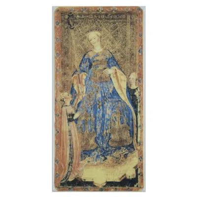 Pre-owned Vetrofuso Tarot Card The Queen Of Wands Set Of 2 By  In Brown