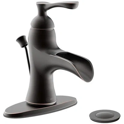 Vetta Single Handle Bathroom Faucet For Sink 1-3 Hole Low-arc Waterfall With Lift-and-pul Drain Assembly F In Matte Black