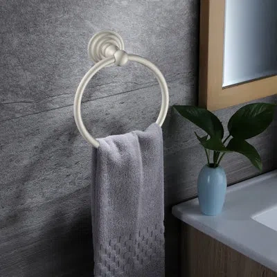 Vetta Wall Mounted Single Post Towel Ring In Brushed Nickel