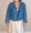 Veveret Aviator Denim Utility Jacket In Blue