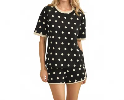 Veveret Classic Polka Dot Lounge Set In Black/white