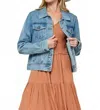 Veveret Cropped Denim Jacket In Medium Denim Wash In Multi