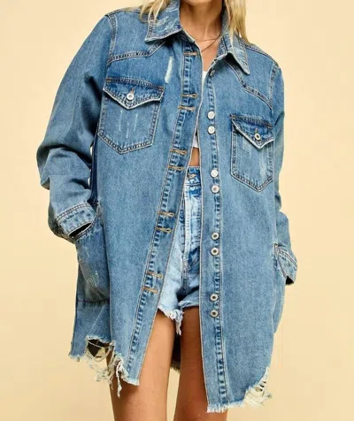 Veveret Denim Shirts Jacket In Medium Washed In Multi
