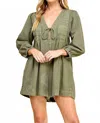 Veveret Flirty Pleated Romper In Olive Green In Green