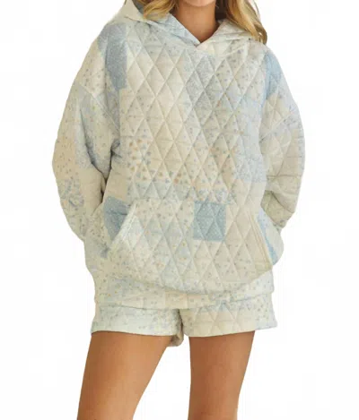 Veveret Floral Textured Oversized Hoodie In Blue Combo In Neutral
