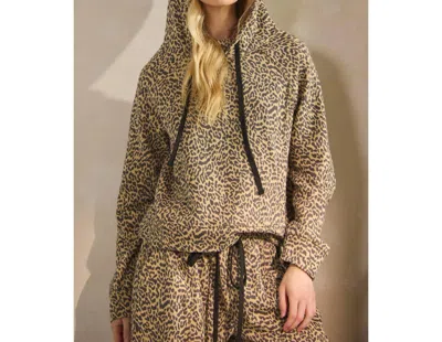 Veveret Leopard French Terry Hoodie In Brown In Animal Print