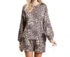 Veveret Leopard French Terry Lounge Set In Brown In Brown