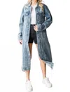 Veveret Long Denim Jacket In Medium Wash In Multi