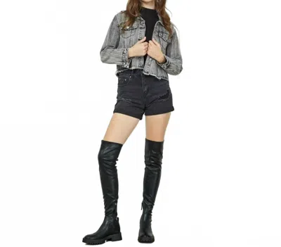 Veveret Rhinestone Rodeo Denim Jacket In Black Wash