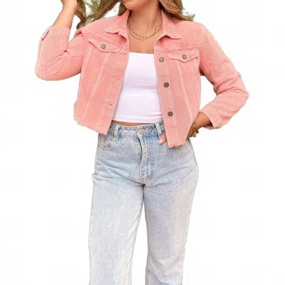 Veveret Rhinestone Rodeo Denim Jacket In Pink