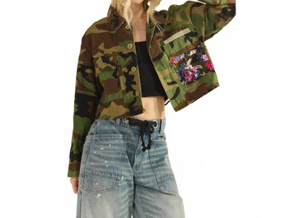 Veveret Sequins Contrast Jacket In Camo Sequin In Multi