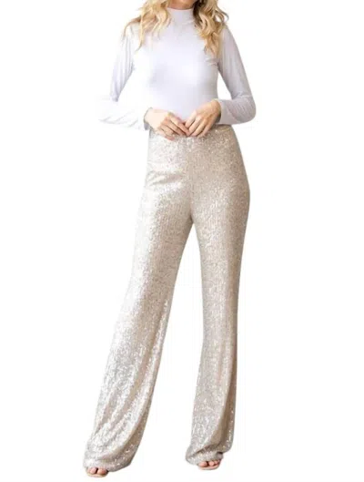 Veveret Sequins Dressy Long Pants In Gold