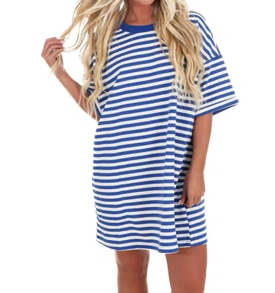 Veveret So In Sync Stripe Shirt Dress In Ivory/blue In Multi