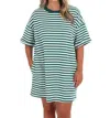 Veveret So In Sync Stripe Shirt Dress In Ivory/green In Green