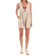 Veveret Top Pick Pleated Denim Romper In Taupe In Gray