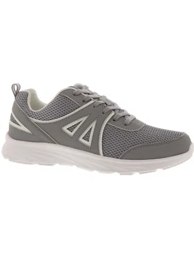 Vevo Active Sonja Womens Faux Leather Fitness Running Shoes In Grey