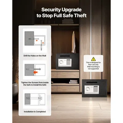 Vevor 0.6 Cubic Feet Drop Safe, Drop Slot Safe Box With Password And Turn Knob, Heavy-duty Compact Cash De In Black