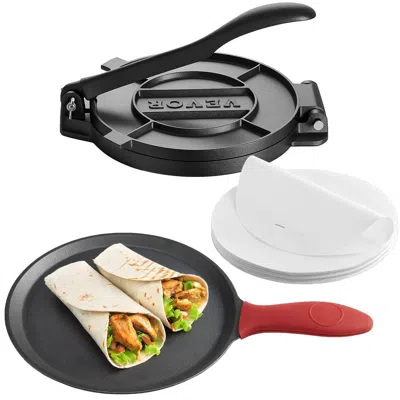 Vevor 10 Inch Tortilla Press Chapati Maker Roti Dough Maker Heavy Duty Cast Iron - Black