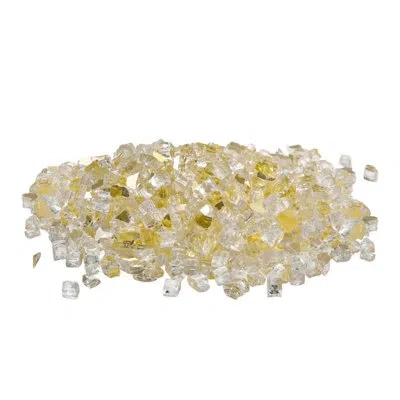 Vevor 10 Lbs Fire Glass 1/2-inch Fireplace Glass Rocks For Fire Pit Table In Gold