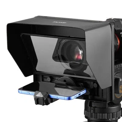 Vevor 10'' Portable Teleprompter Remote For Webcam Smartphone Live Streaming In Black