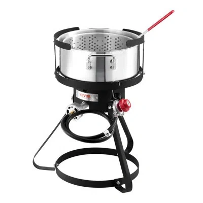 Vevor 10 Qt Fish And Wing Fryer Aluminum Outdoor Propane Deep Fryer Kit With Basket In Silver