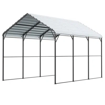 Vevor 10' X 15' Metal Carport Heavy Duty Outdoor Car Shelter Garage For Boats In Gray