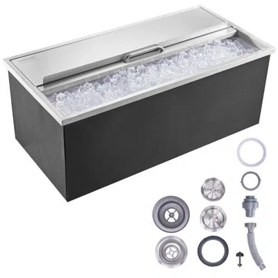 Vevor 101 Quarts Ice Chest Cooler In Gray;silver