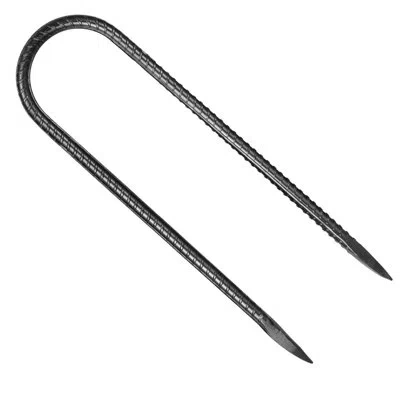 Vevor 10-inch Rebar Stakes Heavy Duty U Shape Galvanized Steel Ground Anchors In Black