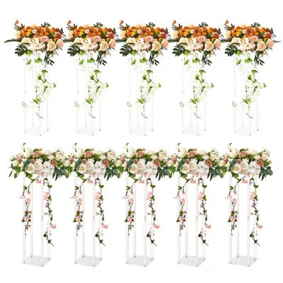Vevor 10pcs 23.6inch High Wedding Flower Stand, Acrylic Vase Column Geometric Centerpiece Stands, Floral D In Multi