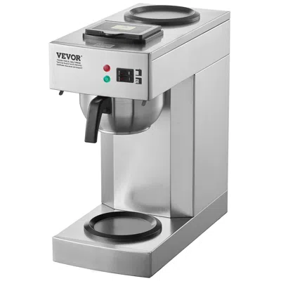Vevor 12 Cups Commercial Drip Coffee Maker With 2 Glass Carafes And 2 Warmers Office - Silver In Metallic