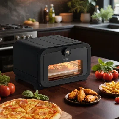 Vevor 12 Inch Electric Pizza Oven 8-in-1 Pizza Maker For Indoor Outdoor Baking In Silver;black