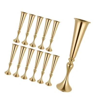 Vevor 12 Pcs Wedding Flower Vase, 21.7 In Tall Trumpet Flower Table Centerpieces, Banquet Vases Easy Insta In Gold